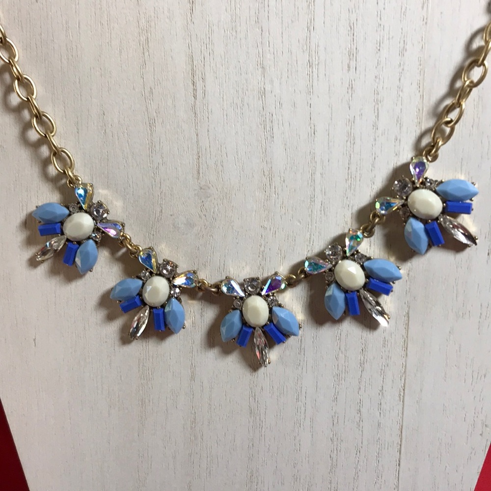 Signed Blue White & Gold Tone Statement J Crew